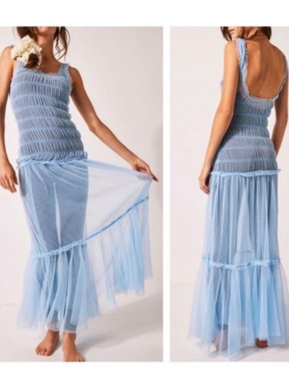 Free People Smock About It Slip Maxi Blue Dress Size
Medium Women
